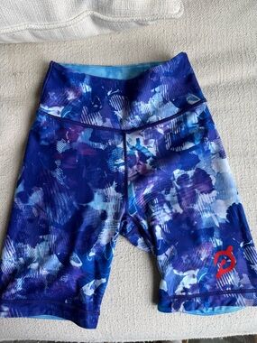 Peloton Blue Purple Floral Cycling Shorts